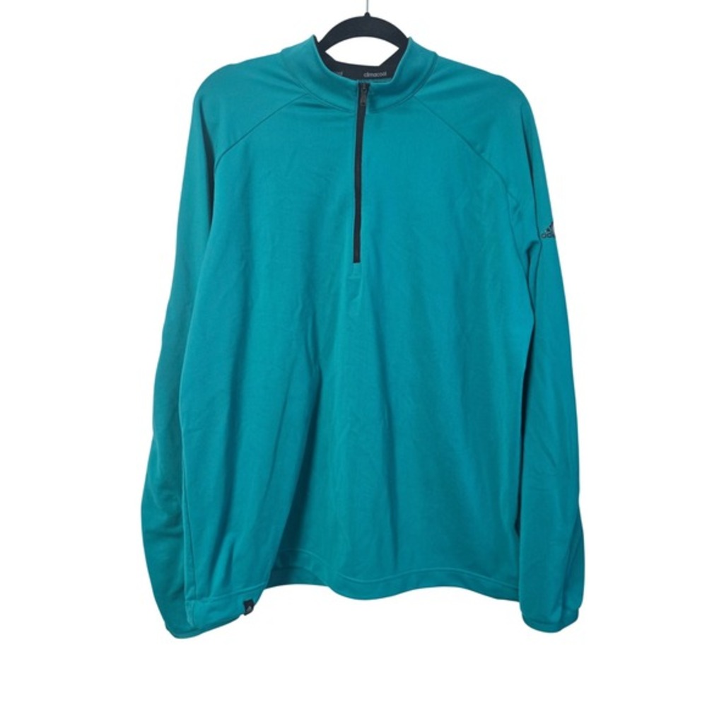 Adidas Climacool Mens Quarter Zip Pullover Teal Green Long‎ Sleeve Top Large